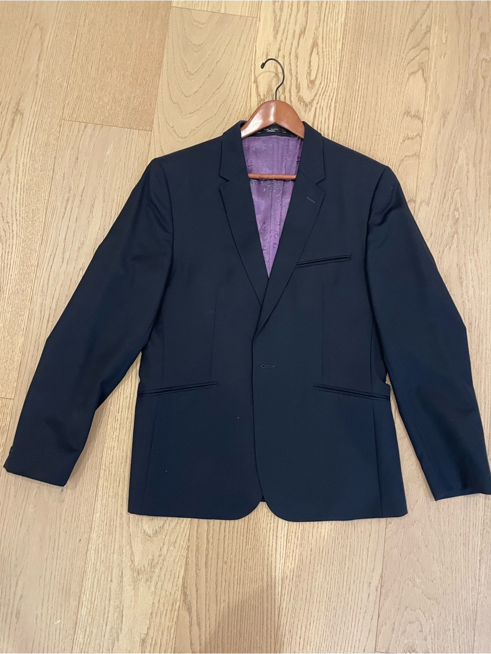 Ted Baker Pashion Navy Blazer Suit Jacket 40R Purple Lining
